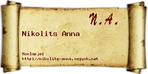 Nikolits Anna névjegykártya